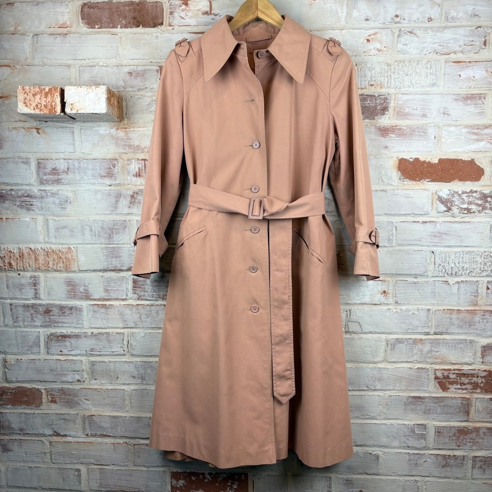Vintage‎ Billina Sport Peach Belted Raincoat Trench Coat Medium